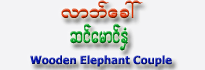 Wooden Elephant Couple